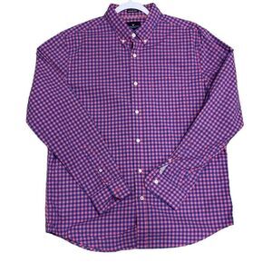 American Eagle Blue & Pink Seriously Soft Button Down Shirt Size Large